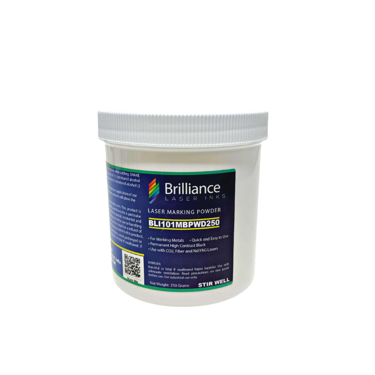 Laser Marking Powder-&#x22;Brilliance Laser Inks&#x22; -BLI101MBPWD250 Grams- Black Laser Ink Powder for Metals Marking with CO2/Fiber/YAG (250 Grams)